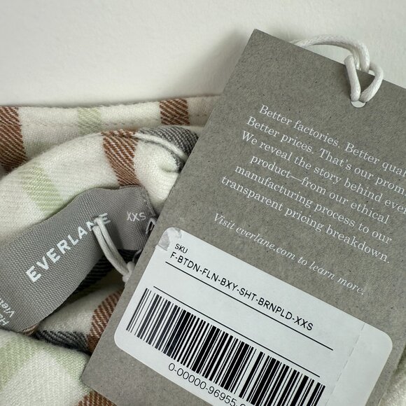 Everlane Boxy Button Front Cotton Flannel Plaid Oversized Long Sleeve Shirt XXS - Picture 5 of 7